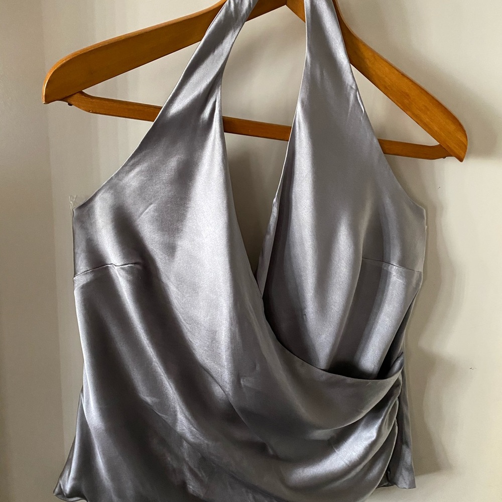 Ann Taylor silk gray halter top